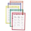 C-Line Products Reusable Dry Erase Pockets, 9 x 12, Assorted Primary Colors, PK5 40630